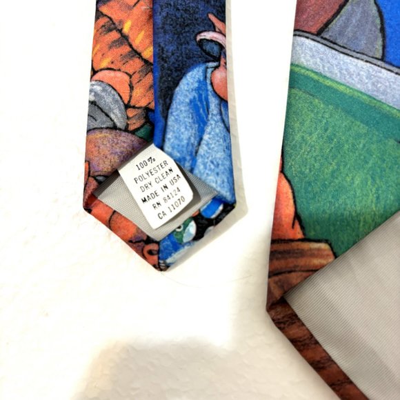 Pigs Playing Pool Unique Novelty Necktie 1994 Vintage - Picture 9 of 9